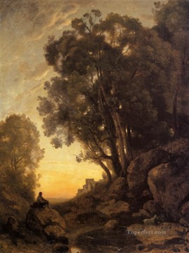 イタリアの山羊飼いの夕べの外光ロマン主義 ジャン・バティスト・カミーユ・コロー Oil Paintings